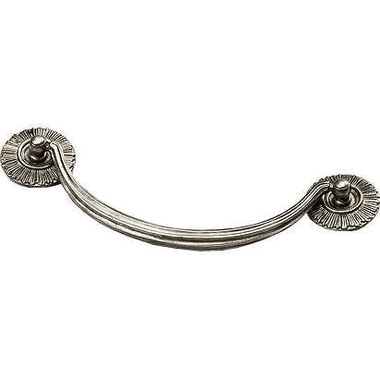 2 1/8 Inch (5 1/2 Inch c-c) Sunburst Cabinet Bail Pull with Rosettes (Silver Antique Finish) SCHAUB