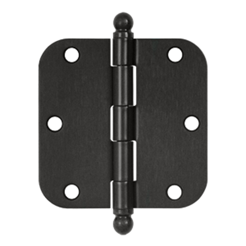 3 1/2 Inch x 3 1/2 Inch Ball Tip Steel Hinge (Oil Rubbed Bronze Finish) DELTANA