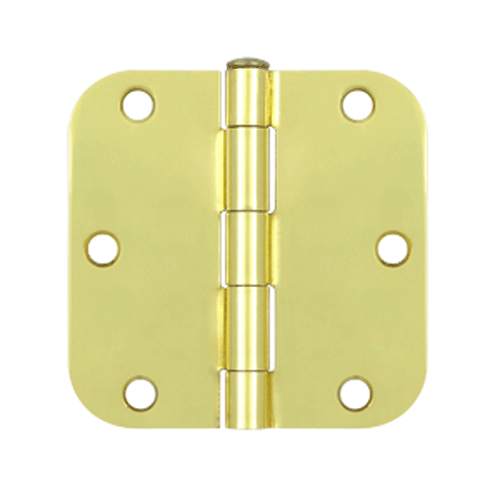 3 1/2 Inch x 3 1/2 Inch Steel Hinge (Polished Brass Finish) DELTANA