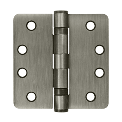 4 Inch x 4 Inch Ball Bearing Steel Hinge (1/4 Radius Corner, Antique Nickel Finish) DELTANA