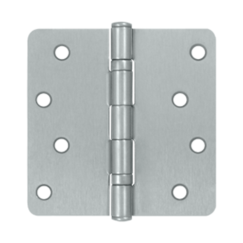 4 Inch x 4 Inch Ball Bearing Steel Hinge (1/4 Radius Corner, Brushed Chrome Finish) DELTANA