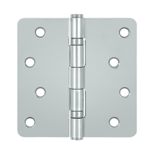 4 Inch x 4 Inch Ball Bearing Steel Hinge (1/4 Radius Corner, Chrome Finish) DELTANA