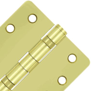4 Inch x 4 Inch Ball Bearing Steel Hinge (1/4 Radius Corner, Polished Brass Finish) DELTANA