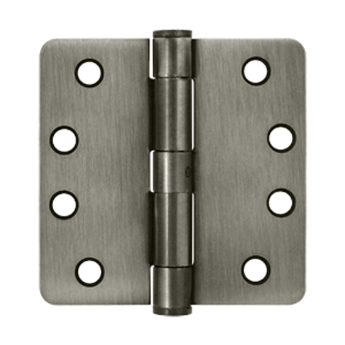 4 Inch x 4 Inch Non-Removable Pin Steel Hinge (1/4 Radius Corner, Antique Nickel Finish) DELTANA