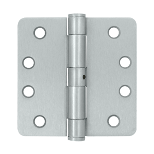 4 Inch x 4 Inch Non-Removable Pin Steel Hinge (1/4 Radius Corner, Brushed Chrome Finish) DELTANA