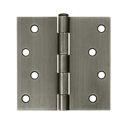 4 Inch x 4 Inch Square Corner Steel Hinge (Antique Nickel Finish) DELTANA