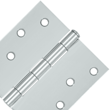 4 Inch x 4 Inch Square Corner Steel Hinge (Chrome Finish) DELTANA
