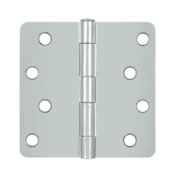 4 Inch x 4 Inch Steel Hinge (1/4 Radius Corner, Chrome Finish) DELTANA