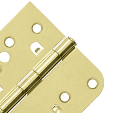 4 Inch x 4 Inch Steel Hinge (5/8 Radius x Square Corner, Brushed Brass Finish) DELTANA