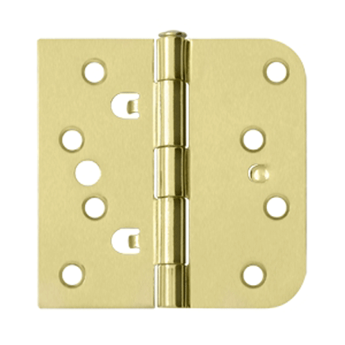 4 Inch x 4 Inch Steel Hinge (5/8 Radius x Square Corner, Brushed Brass Finish) DELTANA