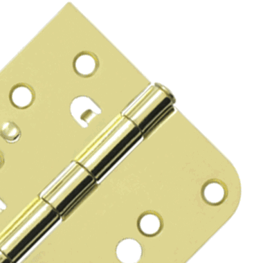 4 Inch x 4 Inch Steel Hinge (5/8 Radius x Square Corner, Polished Brass Finish) DELTANA
