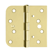 4 Inch x 4 Inch Steel Hinge (5/8 Radius x Square Corner, Polished/Brushed Brass Finish) DELTANA