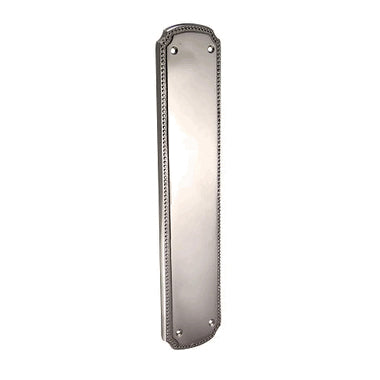 11 1/2 Inch Solid Brass Beaded Push & Plate (Satin Nickel Finish) COPPER MOUNTAIN HARDWARE