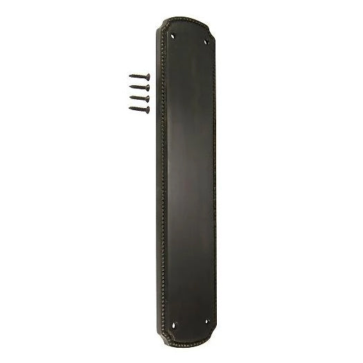 11 1/2 Inch Solid Brass Beaded Push & Plate (Black Bronze Finish) COPPER MOUNTAIN HARDWARE
