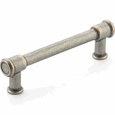 4 1/2 Inch (3 3/4 Inch c-c) Steamworks Cabinet Pull (Distressed Pewter / Copper Finish) SCHAUB